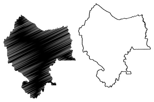 Balrampur district (Uttar Pradesh State, Republic of India) map vector illustration, scribble sketch Balrampur map