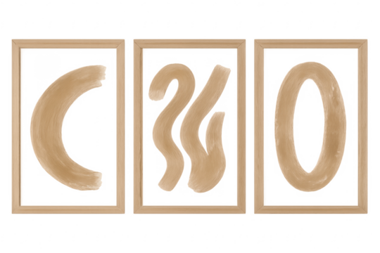 Abstract beige brush strokes in wooden picture frames