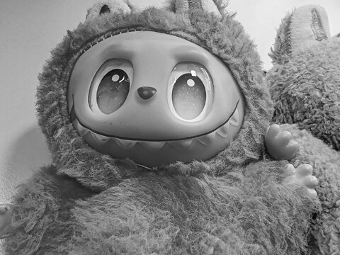 Rome, Italy - October 27, 2025, detail of a Labubu line of puppets distributed by the Chinese store chain Pop Mart, a character created by illustrator Kasing Lung for the book series The Monsters.