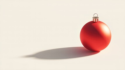 Red Ornament Stands Alone Casting a Shadow on a Soft Surface in a Bright Setting
