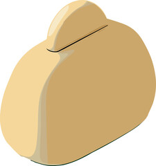   Golden 3D coin purse with a smooth glossy surface and rounded minimalist design, symbolizing personal savings, budgeting, or secure finance management.