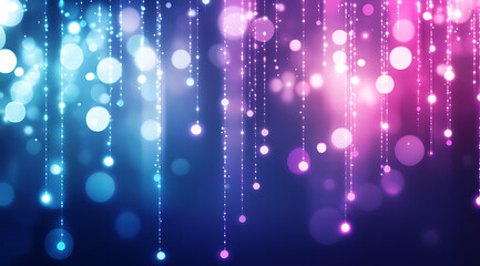 A background of glowing lights and bokeh dots