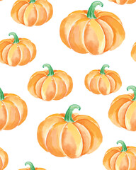 Beautiful watercolor pumpkin seamless pattern