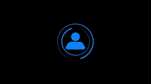 Glowing neon line people icon on black background. Communication man profile icon. man calling icon. User or profile or avatar icon. Person or people sign ...