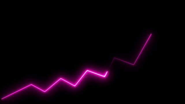 Market Recovery Concept. Successful growth trend blue line graph going Up.Abstract neon line arrow down business graph