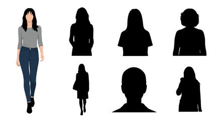 Illustrative people set a full figure and several silhouette variations © Siam Studio