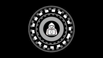Cyber security and digital computer protection with hacker natural shadow. Cyber technology icon neon icon ,projector animation icon ,powerful black background projector animation technology video - Powered by Adobe