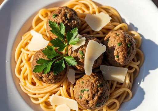 Classic Spaghetti and Meatballs with Parmesan