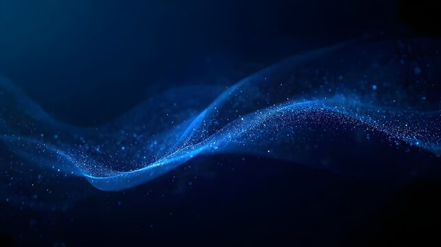 abstract blue background Blue light waves gently undulate against a dark background, creating a serene and dynamic visual effect.