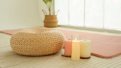 Relaxing Yoga Space With Natural Lighting and Calming Decor for Mindfulness Practice