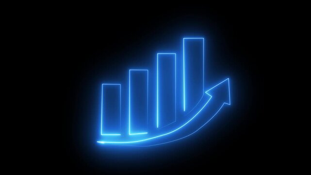 Neon business graph animation increased. Abstract neon line business graph animation. Abstract business growth and start up business concept ,growth concept royal neon line ...