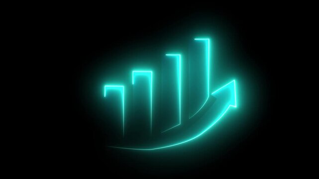 Neon business graph animation increased. Abstract neon line business graph animation. Abstract business growth and start up business concept ,growth concept royal neon line ...