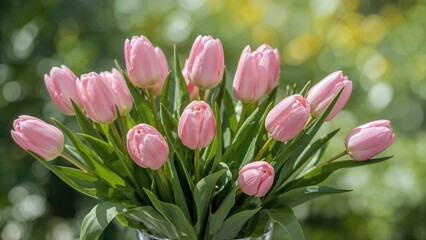 Obraz premium Pink tulips symbolize love and nostalgia.