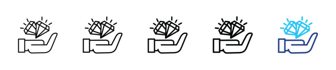 Diamond icon set outline multistyle vector illustration concept