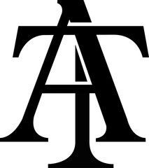 Elegante monograma con las letras A y T, en un estilo refinado y armonioso.