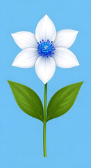 White lily flower on blue background