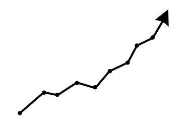 black line graph chart with arrow