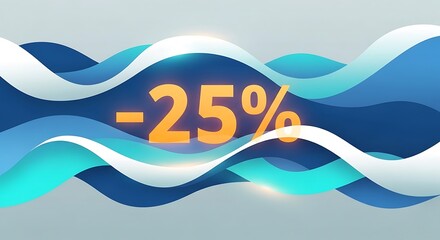 Ocean Wave Sale - 25 Off Promotion with Dynamic Blue and White Design.
