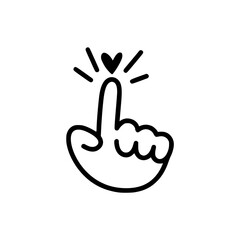 Obraz premium Sweet deal hand cursor with heart is a cute click icon for social media and blogs to show love