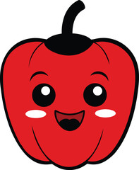 Happy Red Bell Pepper Vector Icon