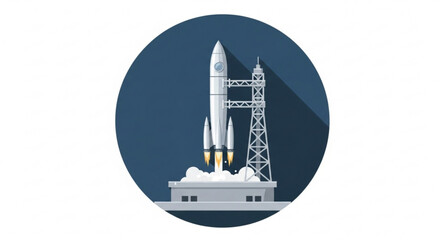 Illustration of a rocket on the launch pad