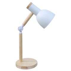 Modern white and wood desk lamp isolated