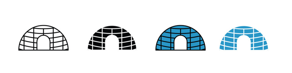 Fototapeta premium Igloo icon in outline, solid, and color styles. Perfect for winter, snow, arctic, and cold weather designs.