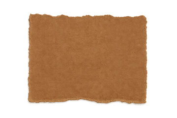 Torn brown paper texture with ragged edges on transparent background, blank cardboard for scrapbooking