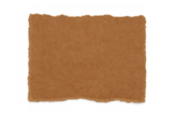 Torn brown paper texture with ragged edges on transparent background, blank cardboard for scrapbooking