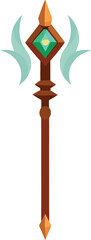 Fantasy staff with gem and wing accents vector illustration for game or mystical themed designs