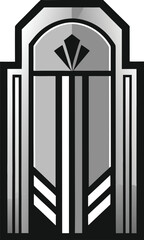 Art Deco Door Archway Entrance Building Architecture Design Grayscale Vector Isolated Clear Background