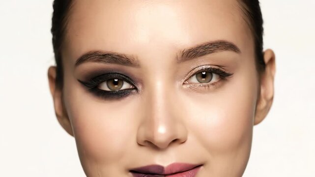 Womans face split down middle with makeup comparison