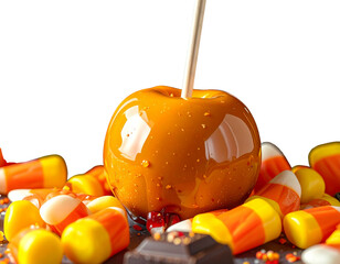 Close-Up of Festive Halloween Candy Display Isolated on Transparent Background PNG