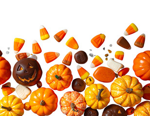 Colorful Halloween Treats in a Group Arrangement Isolated on Transparent Background PNG