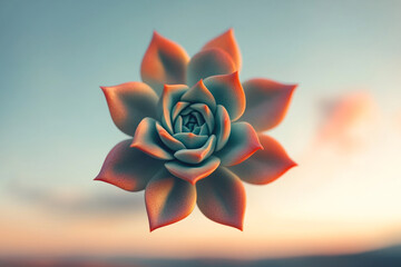 A floating spiral succulent in a zero-gravity environment