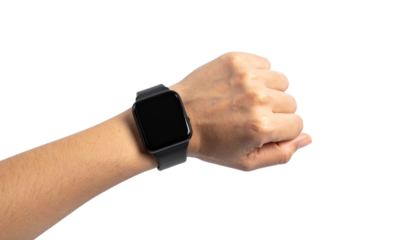 A modern watch is on the wrist