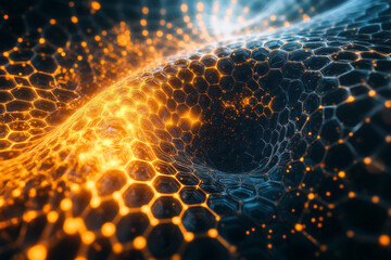 A honeycomb fractal pattern repeating infinitely into the distance
