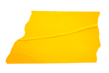 Ripped torn paper adhesive yellow masking tape on transparent background, washi tape design element