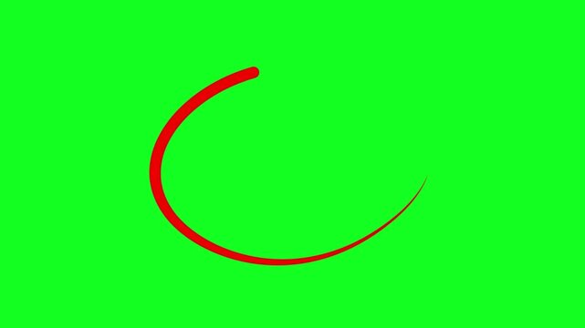 Circle marker Green Screen with drawing effect. Red Circle Maker Circle Loopable with transparent background. red circle drawn, red marker pen style, doodle red circle marker and underline stroke, 