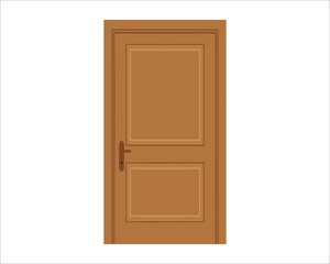 Illustration of a wooden door on a white background concept
