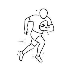 Minimalist Rugby Player Outline Running With Ball Vector