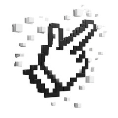 Obraz premium Abstract pixelated heart shape constructed from cubes isolated on transparent background