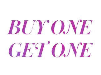 Pink glitter typography text buy one get one isolated on transparent background