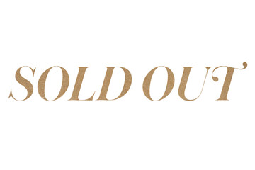 Brown paper typography text sold out isolated on transparent background