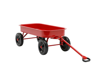 Red wagon for kids and gardening needs in the backyard or on the farm area, isolated on white or transparent background. PNG