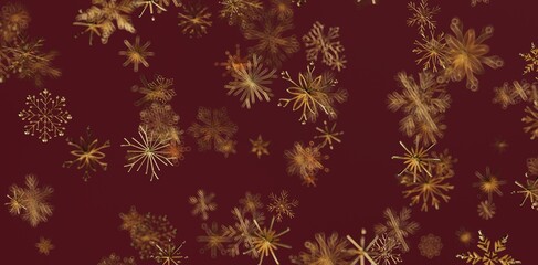 Christmas background with gold snowflakes over a rich burgundy. Perfect for holiday greeting cards, winter designs and festive projects.