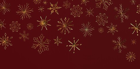 Stunning golden snowflakes cascading against a deep red backdrop. Perfect for Christmas, winter holidays, and festive design projects. Luxurious