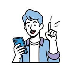 Man Has Idea While Using Phone Illustration