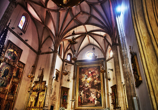 The altar in San Jeronimo El Real Church in Madrid, Spain, Europe