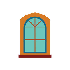 A colorful bay window vector art illustration